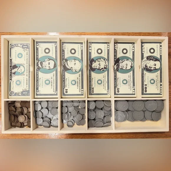 Lakeshore Toy Cash Register with Play Money and Melissa and Doug Play Money Set. - Picture 5 of 12